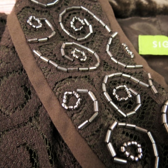 Sigrid Olsen Sz 8 Brown Lace Top Jacket - Picture 4 of 7